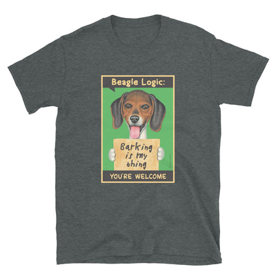 Funny Beagle Dog with sign on Beagle Logic Unisex T-Shirt