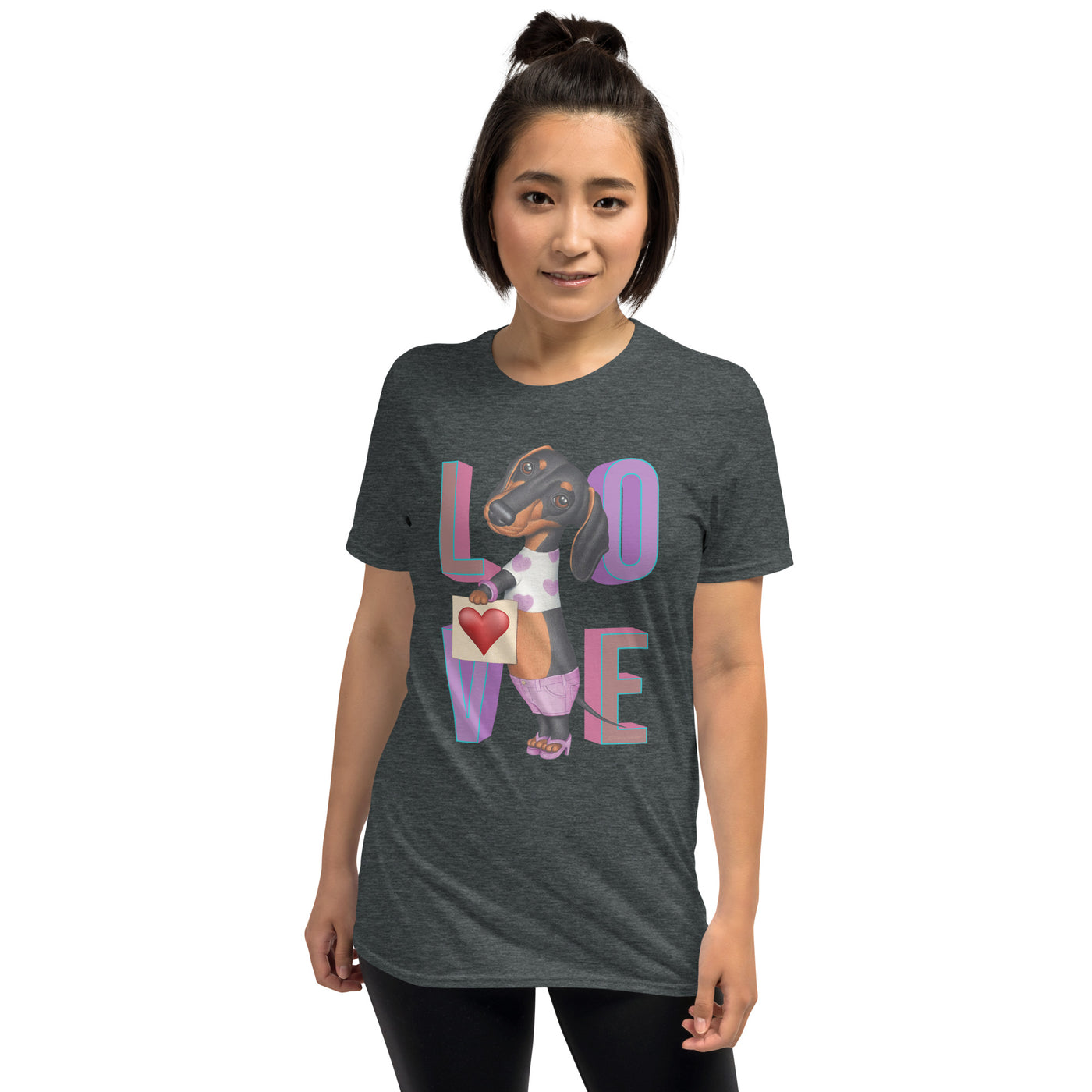 Cute Doxie Dog on Dachshund LOVE Unisex T-Shirt