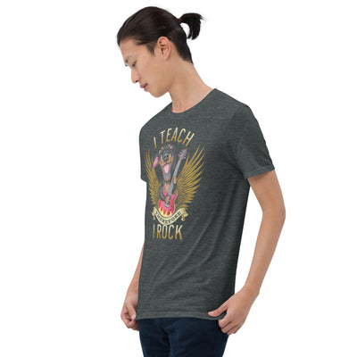 Cute Teacher tee with doxie dog and wings on I Teach Therefore I Rock Unisex T-Shirt