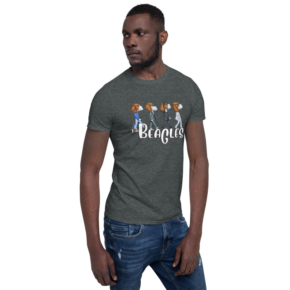 Funny and cute Beagles tee with a classic crosswalk scene on The Beagles Unisex T-Shirt