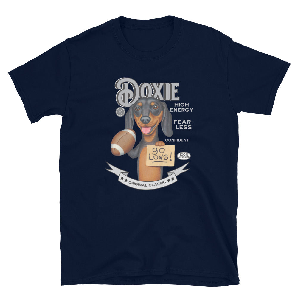 Famous hail mary Doxie Dog with his cute and funny football on a Vintage Dachshund Unisex T-Shirt
