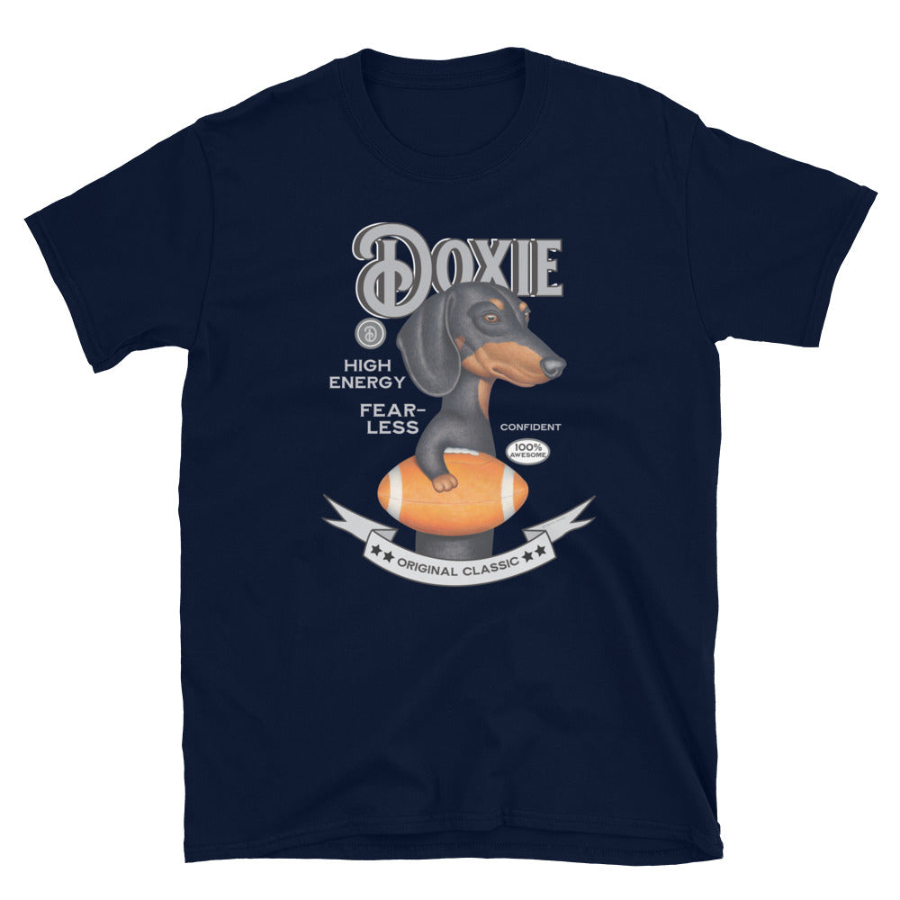 Famous Doxie Dog football player with a classic ball on a Vintage Dachshund Unisex T-Shirt tee