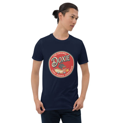 Funny and cute doxie dog in a classic low rider car on an Original Companion Dachshund Unisex T-Shirt
