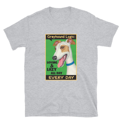 Funny and fast greyhound dog on a Greyhound Logic Unisex T-Shirt