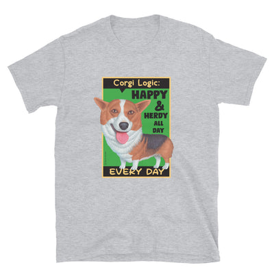 funny and cute corgi dog with a cute smile on a Corgi Logic Unisex T-Shirt