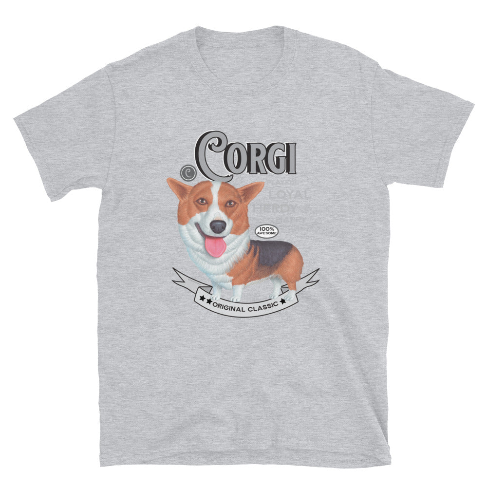 Funny Cute Corgi Dog on a Vintage Corgi Unisex T-Shirt