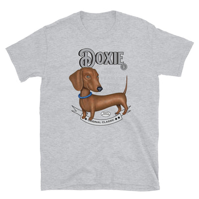 Cute and funny Doxie dog posing on a Vintage Dachshund Unisex T-Shirt