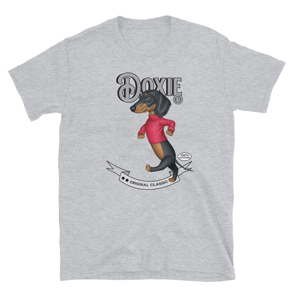 Funny Doxie dog walking with attitude on a Vintage Dachshund Unisex T-Shirt