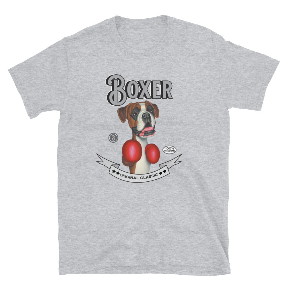 Classic Boxer Dog with boxing gloves on Vintage Boxer Unisex T-Shirt
