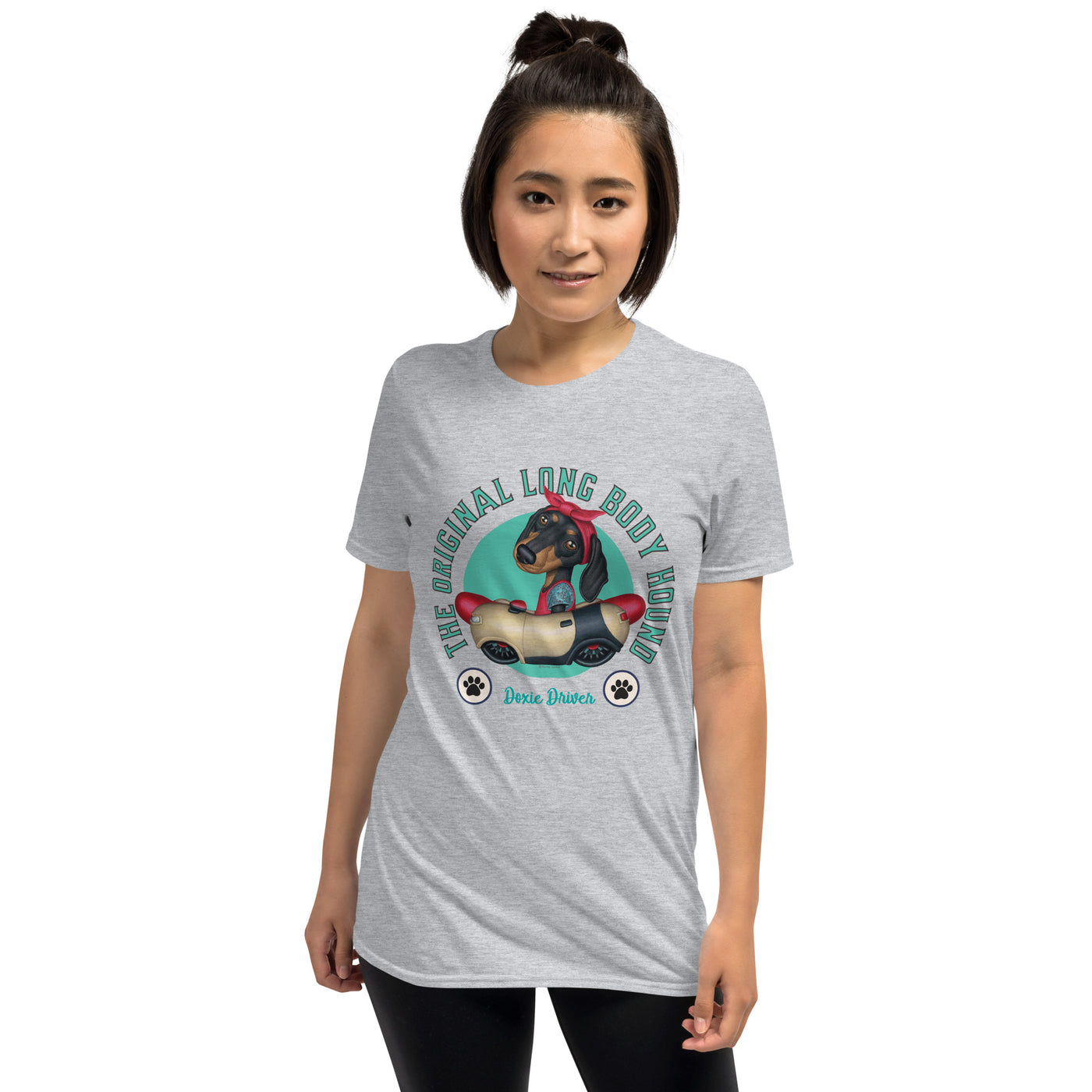 cute and famous doxie dog driving a retro hot dog car while shopping on an Original Hound Dachshund Unisex T-Shirt