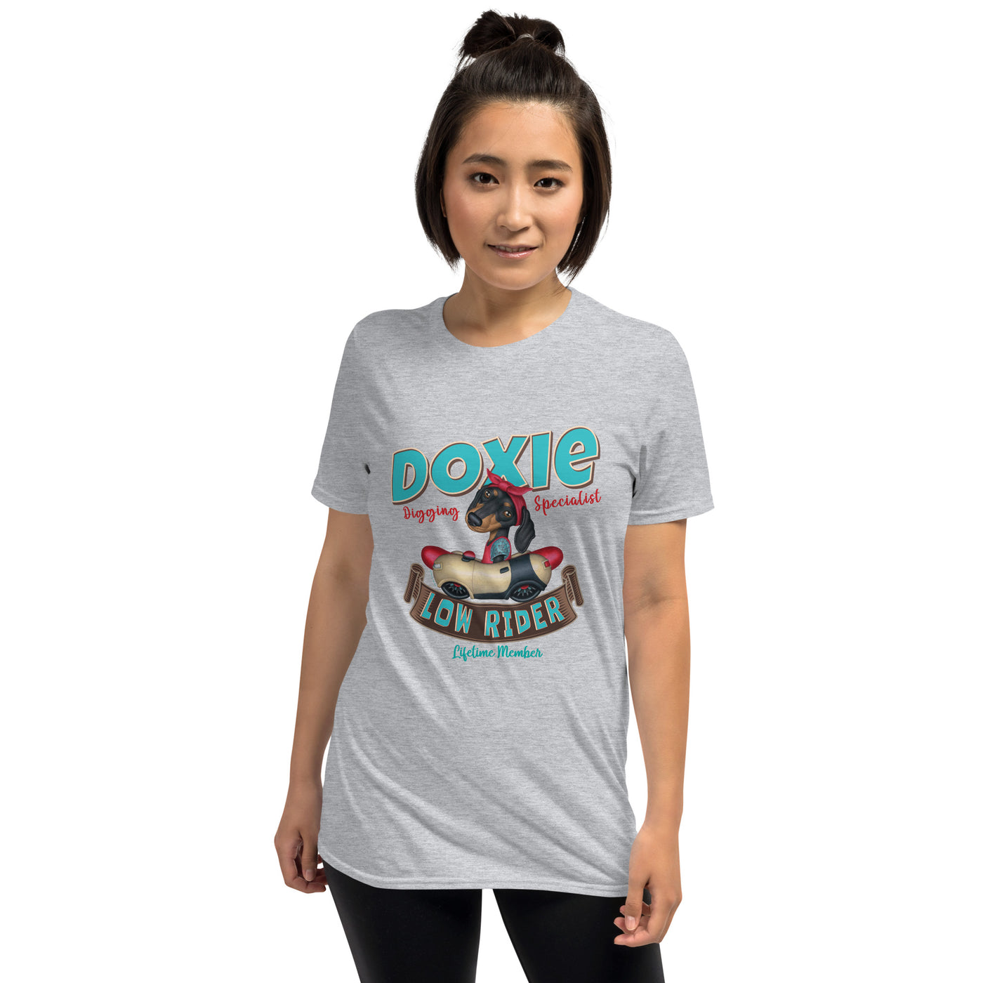 Funny Doxie Dog in a classic car on a Low Rider Dachshund Unisex T-Shirt