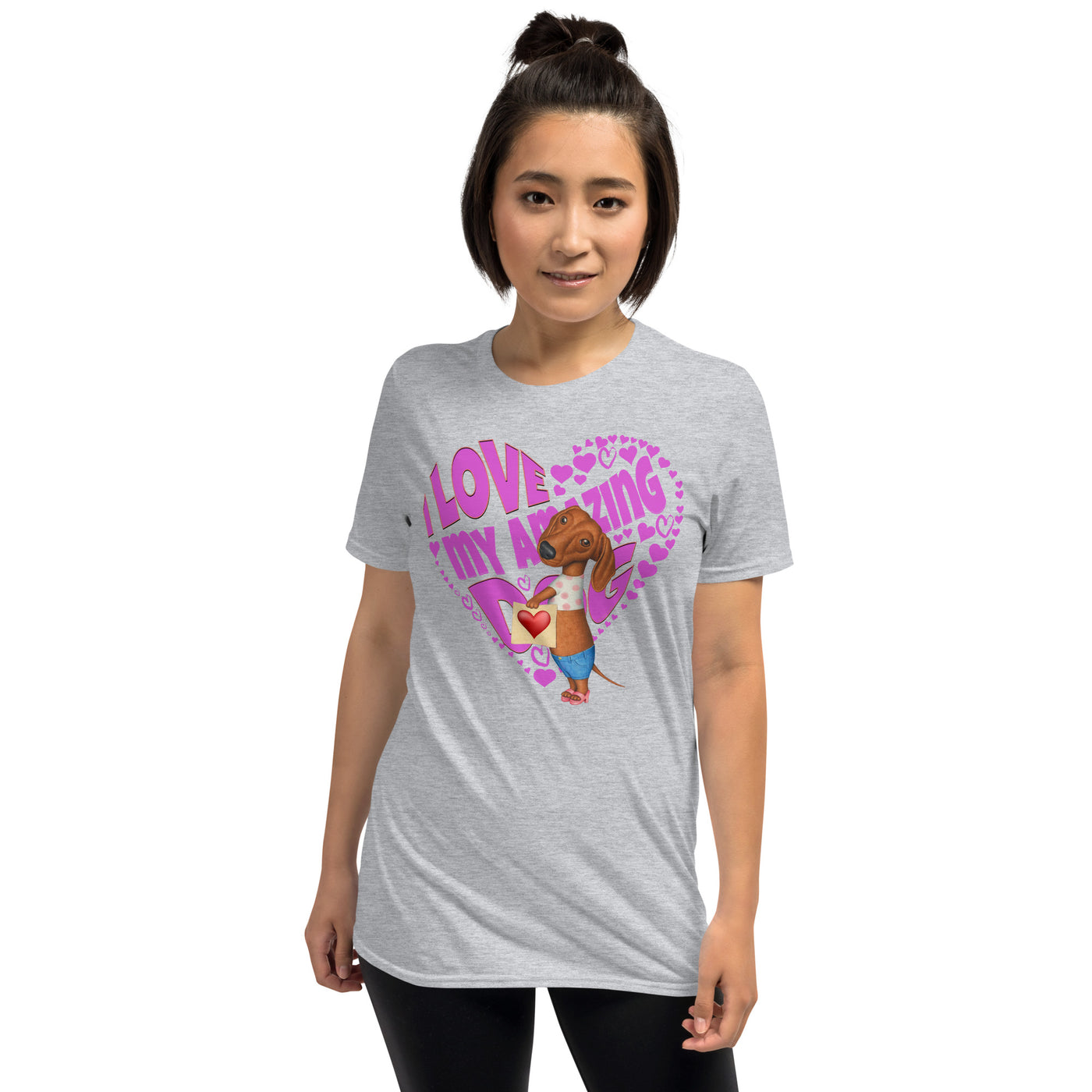I heart Dachshund Dog on a Doxie Love Unisex T-Shirt tee