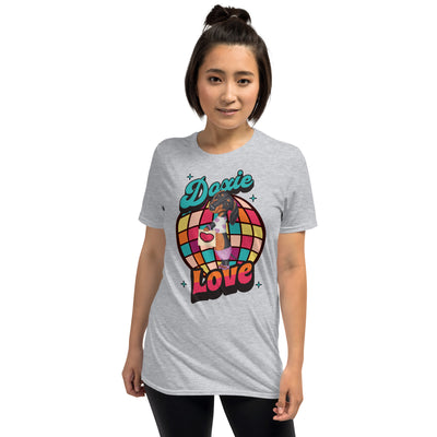 Cute and color disco ball with a Dachshund dog on a Doxie Love Unisex T-Shirt