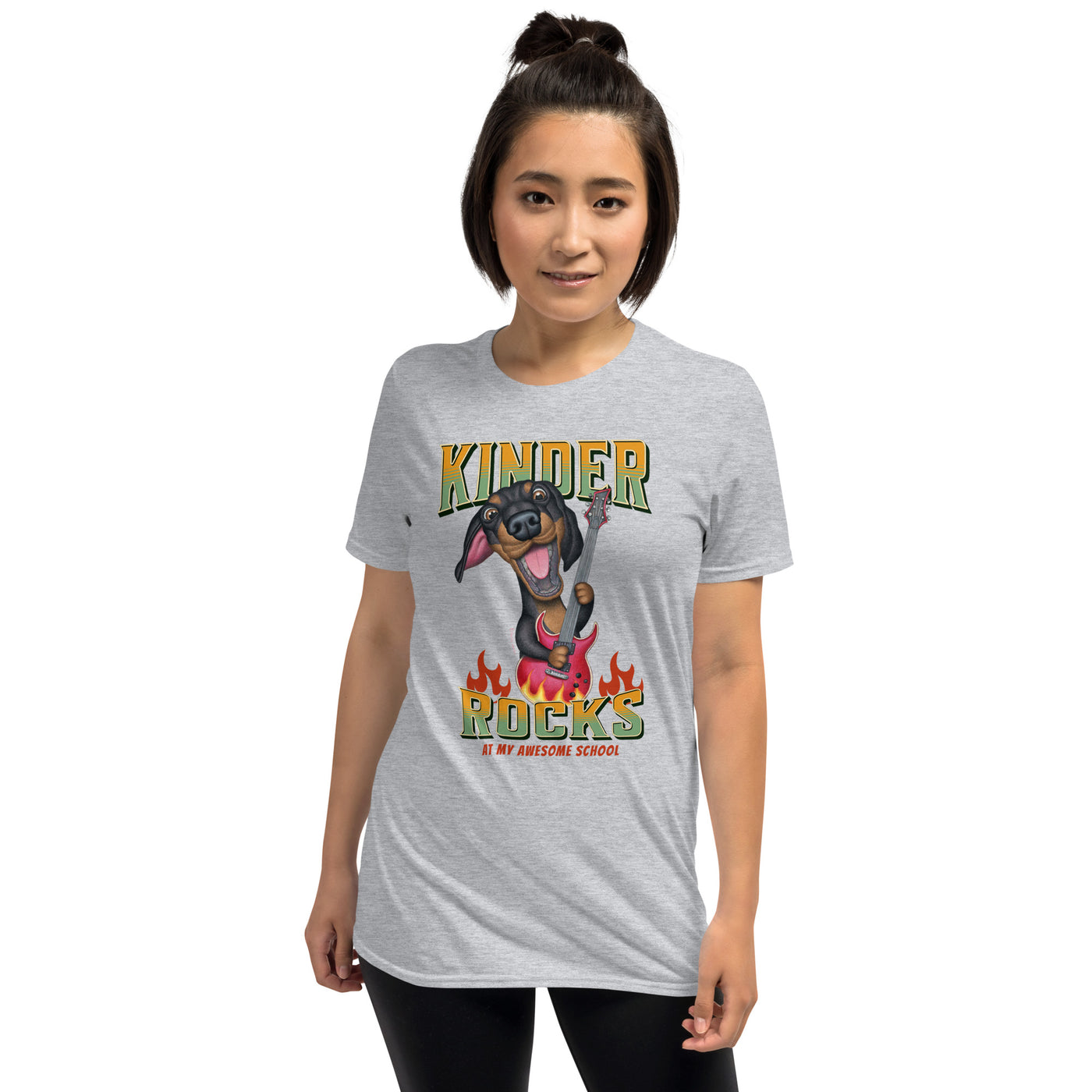 cute Kinder teacher tee with doxie dog on Kindergarten Rocks Unisex T-Shirt