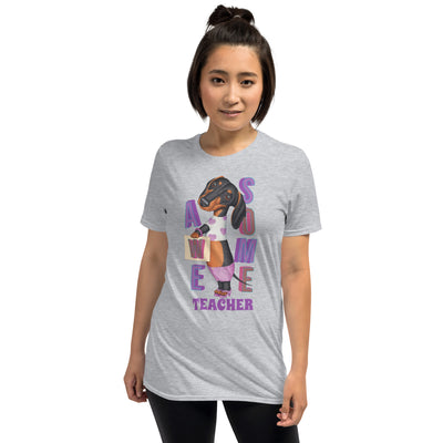 Cute teacher tee with Doxie love on Awesome Teacher Unisex T-Shirt