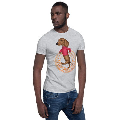 Cute Funny Doxie Dog on a Dachshund World Famous Doxie Strut Unisex T-Shirt