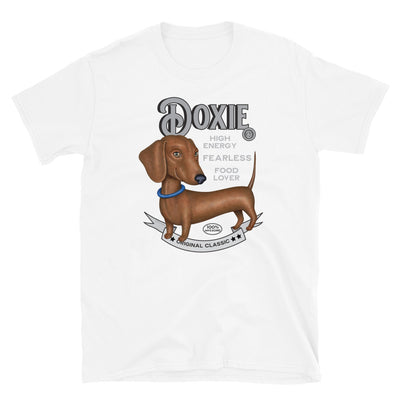 Cute and funny Doxie dog posing on a Vintage Dachshund Unisex T-Shirt