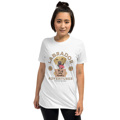 Funny and cute yellow lab on a Labrador Retriever Adventures Unisex T-Shirt