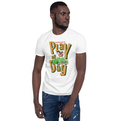 Cute and funny Boxer dog that wants to play all day on a Boxer unisex t shirt