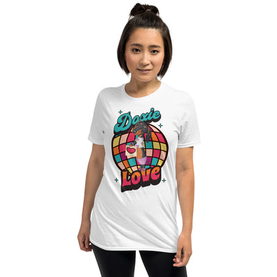 Cute and color disco ball with a Dachshund dog on a Doxie Love Unisex T-Shirt
